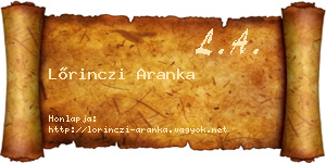 Lőrinczi Aranka névjegykártya